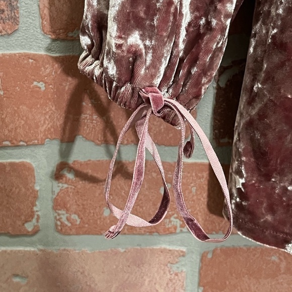 American Eagle Crushed Velvet Dusty Rose Pink Off Shoulder Top Shirt Size Medium - Picture 4 of 7